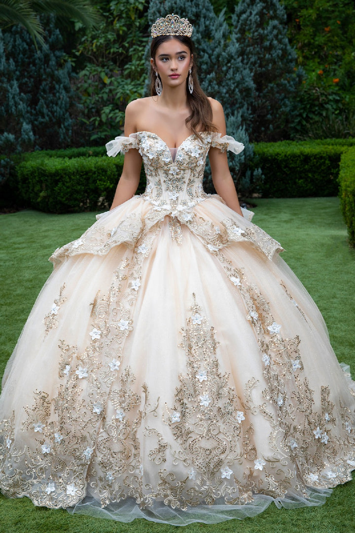 Embroidered Off Shoulder Ball Gown by GLS Gloria GL3528