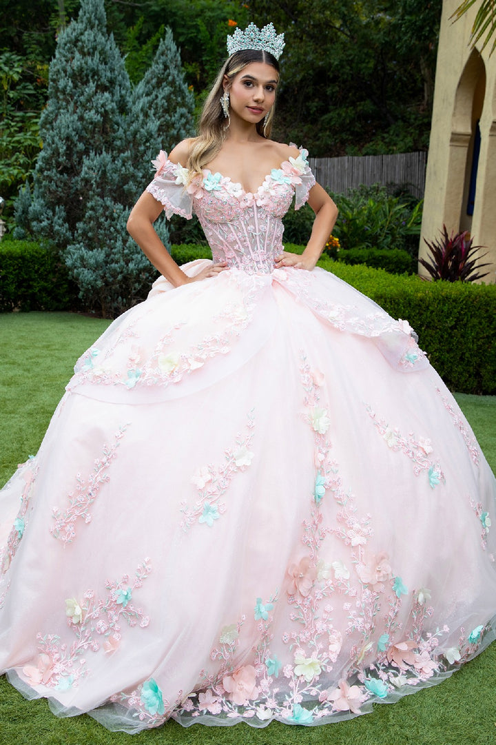 3D Floral Off Shoulder Ball Gown by GLS Gloria GL3554