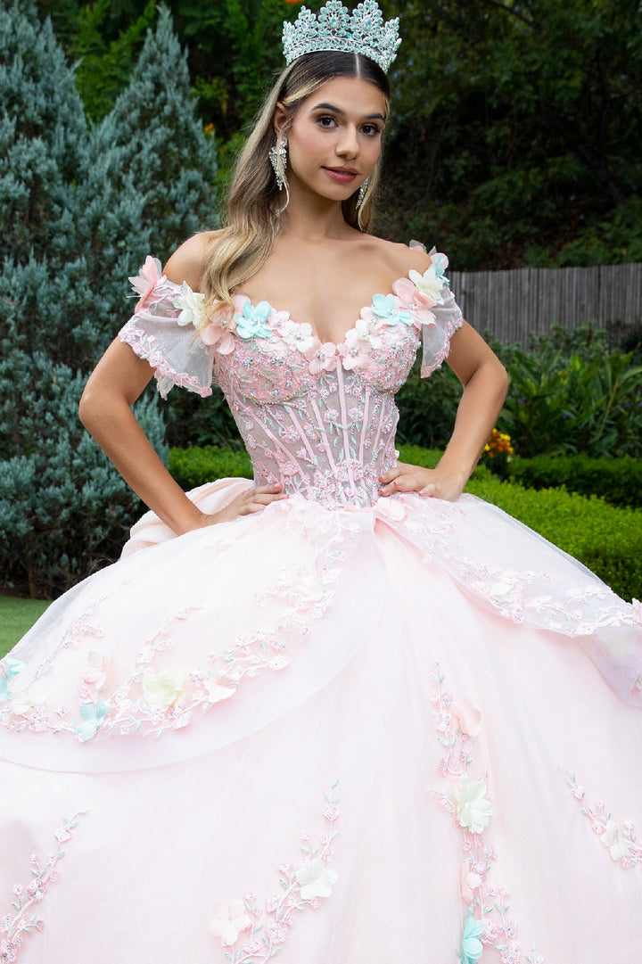 3D Floral Off Shoulder Ball Gown by GLS Gloria GL3554