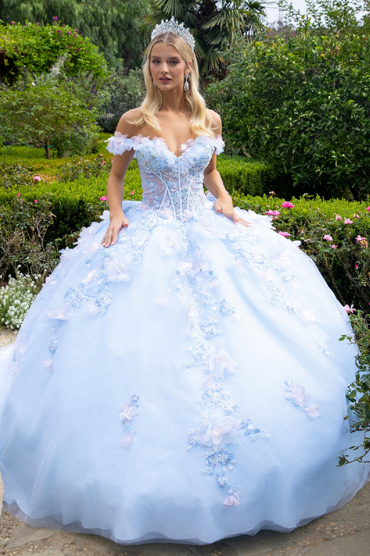 3D Floral Off Shoulder Ball Gown by GLS Gloria GL3555