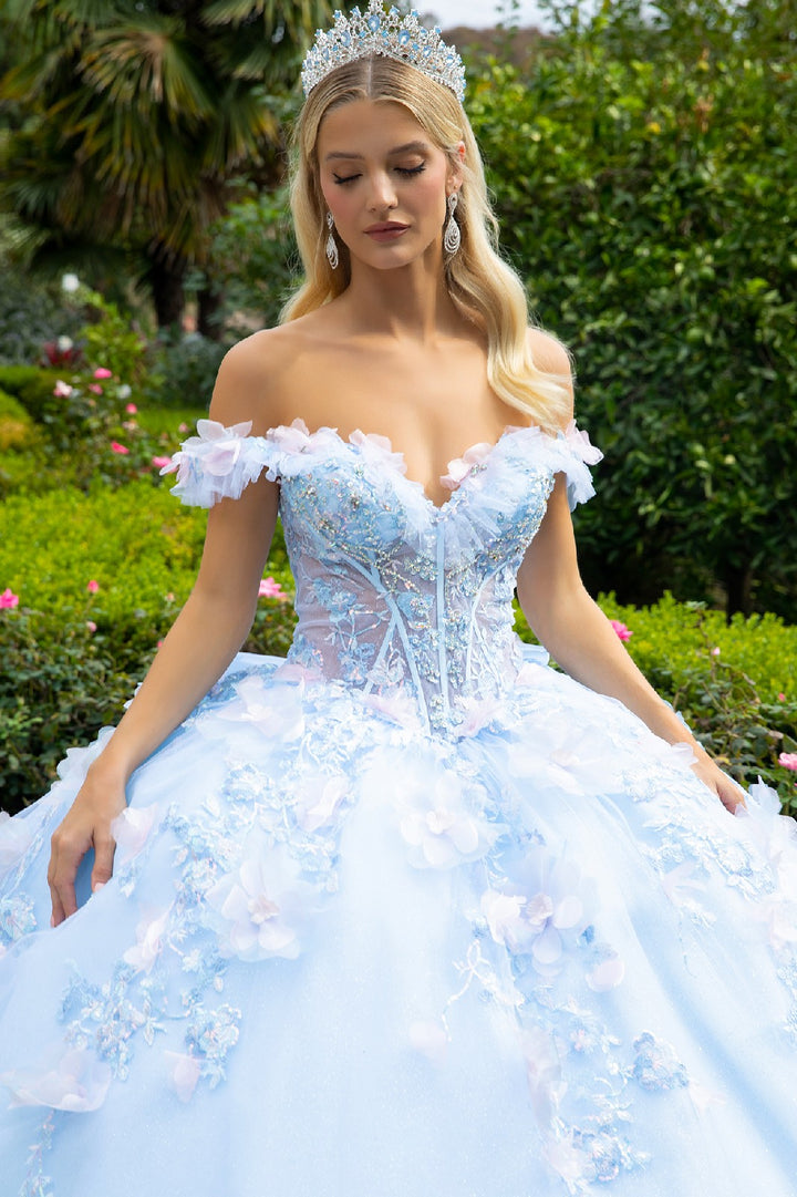 3D Floral Off Shoulder Ball Gown by GLS Gloria GL3555