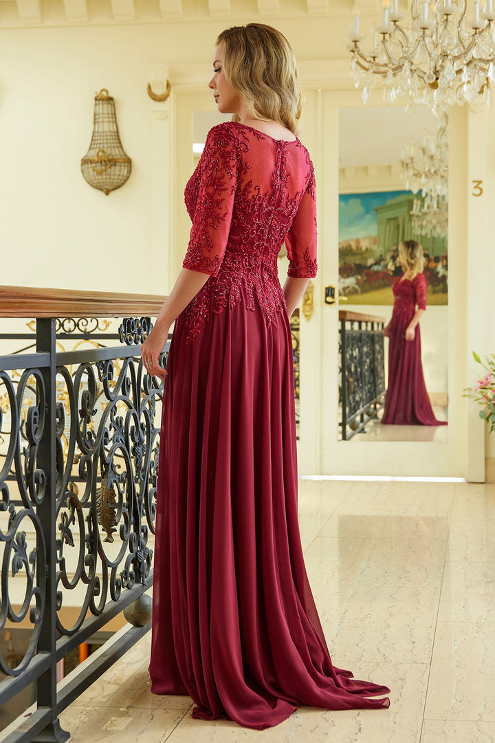 Chiffon Mid-Sleeve A-line Gown by Elizabeth K GL3573