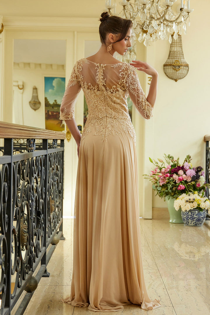 Chiffon Mid-Sleeve A-line Gown by Elizabeth K GL3573