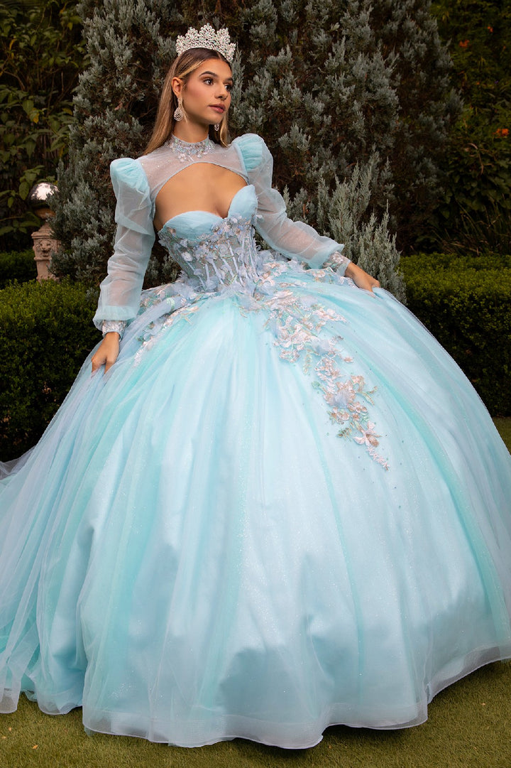 Applique Long Sleeve Ball Gown by GLS Gloria GL3577