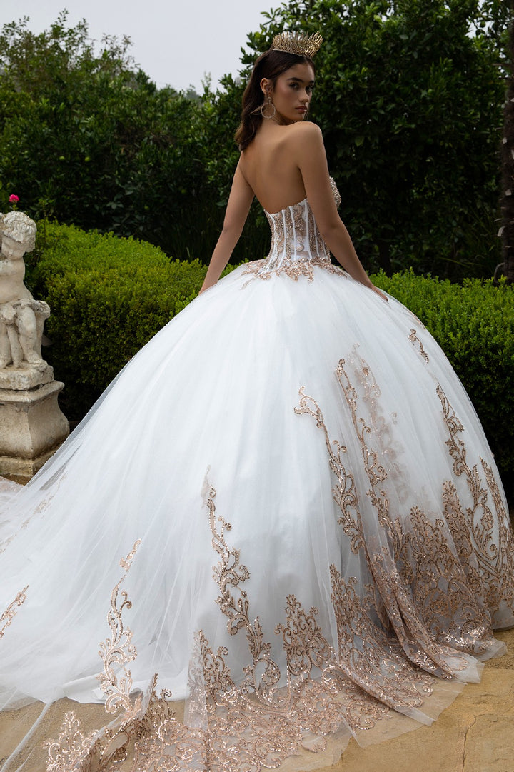 Strapless Puff Sleeve Ball Gown by GLS Gloria GL3578