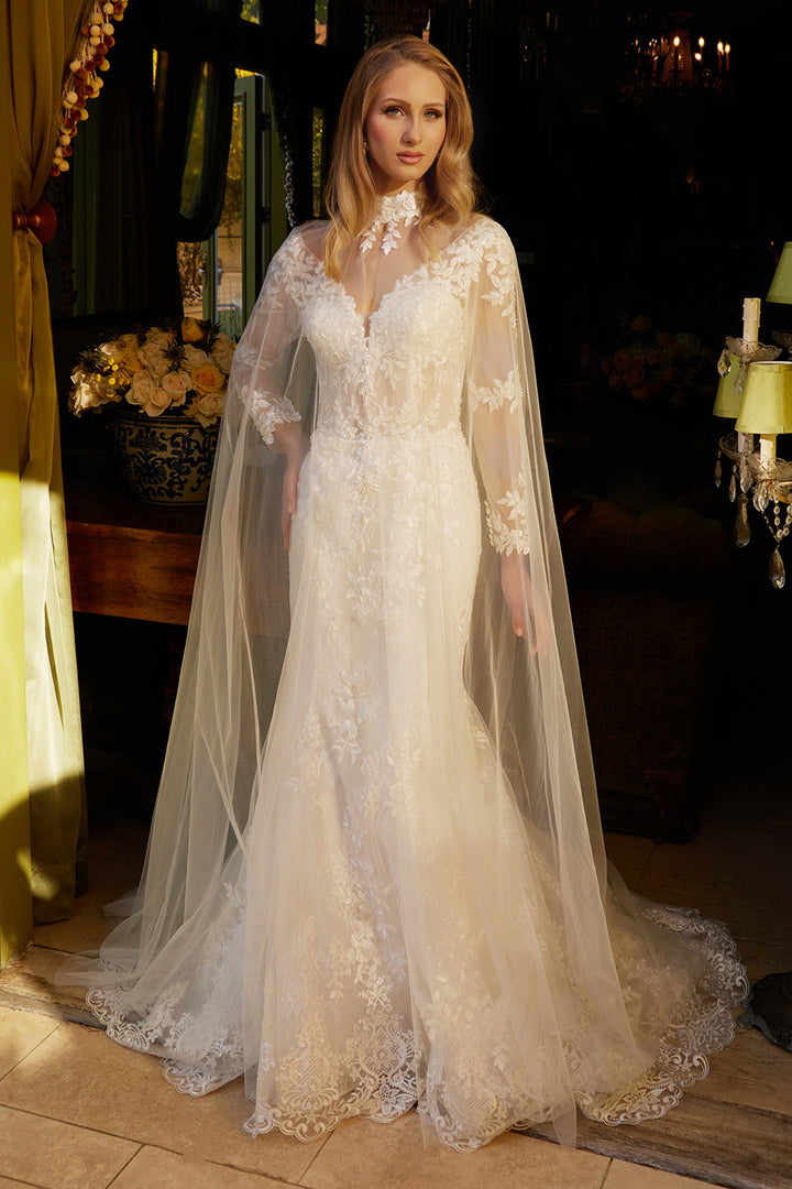 Long Sleeve Cape Bridal Gown by GLS Gloria GL3605