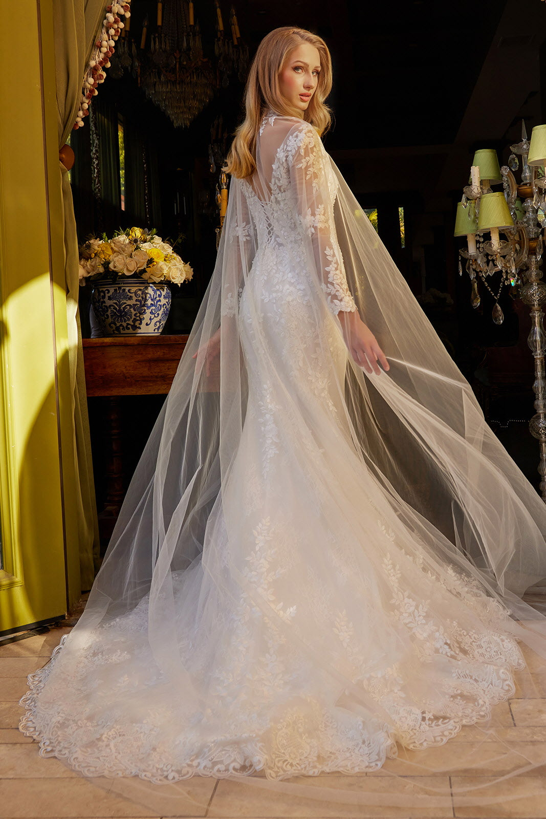 Long Sleeve Cape Bridal Gown by GLS Gloria GL3605