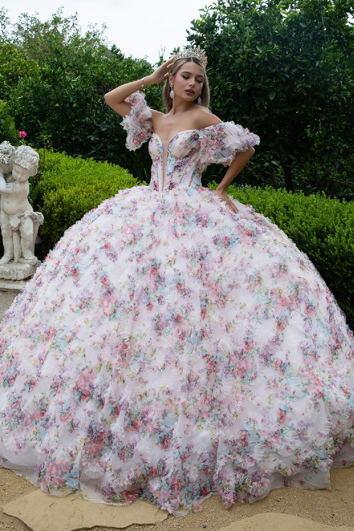 Print Off Shoulder Ball Gown by GLS Gloria GL3609