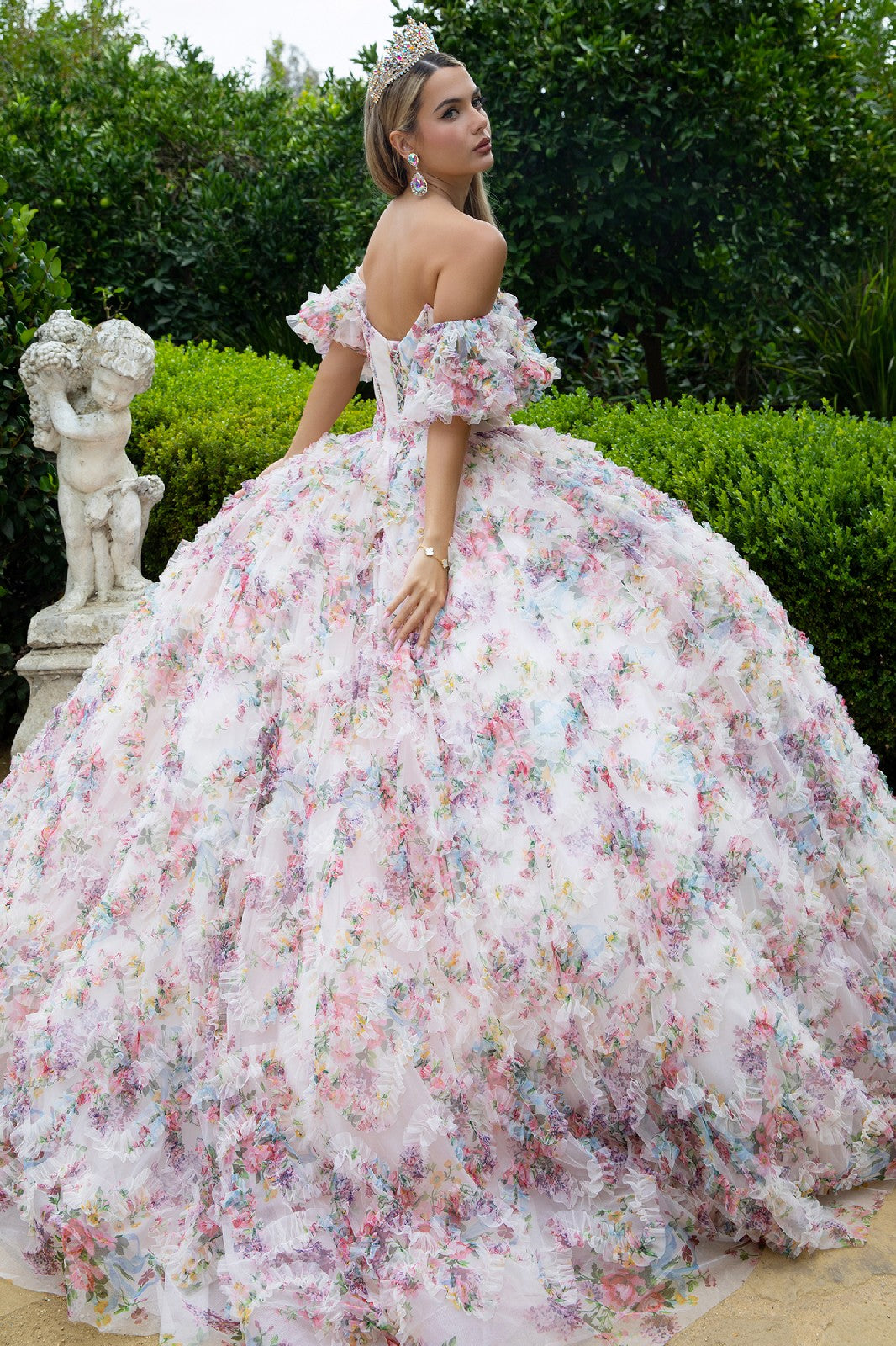 Print Off Shoulder Ball Gown by GLS Gloria GL3609