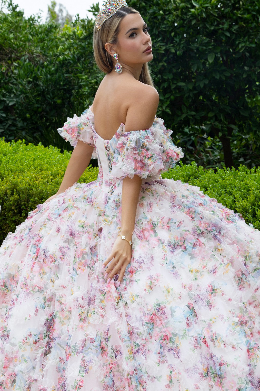 Print Off Shoulder Ball Gown by GLS Gloria GL3609