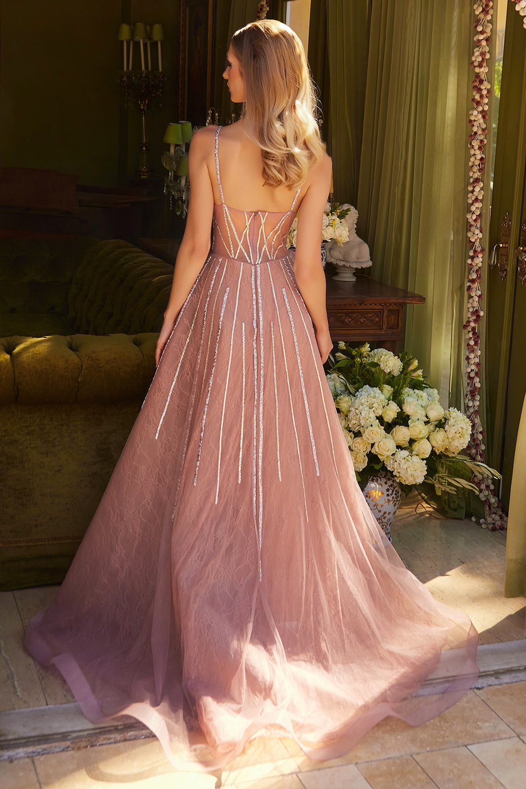 Beaded Sleeveless Overskirt Gown by GLS Gloria GL3617