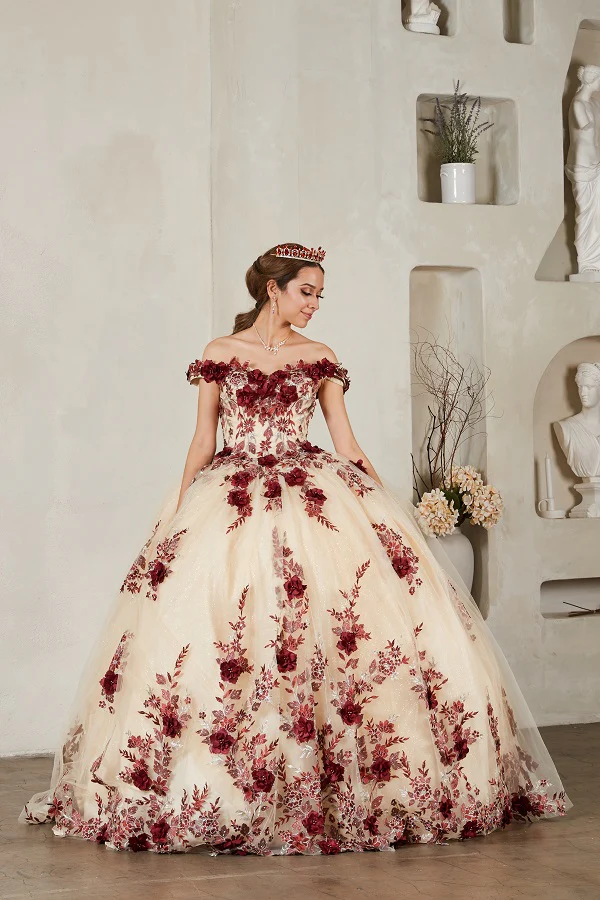 3D Floral Off Shoulder Ball Gown by Calla SCL30036