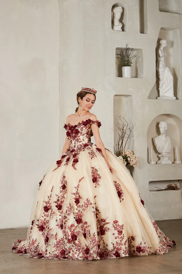 3D Floral Off Shoulder Ball Gown by Calla SCL30036