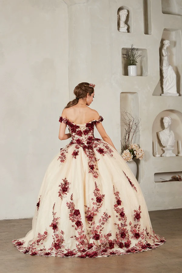 3D Floral Off Shoulder Ball Gown by Calla SCL30036