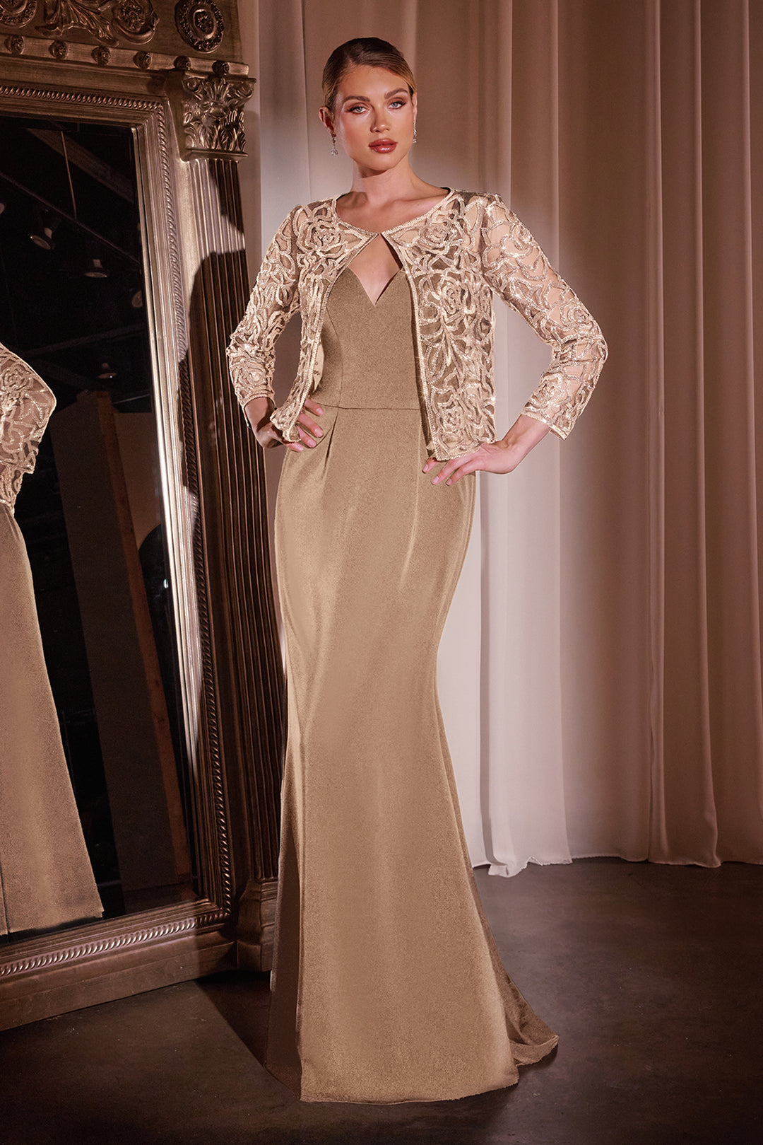 Fitted Sleeveless Jacket Gown by Ladivine J881