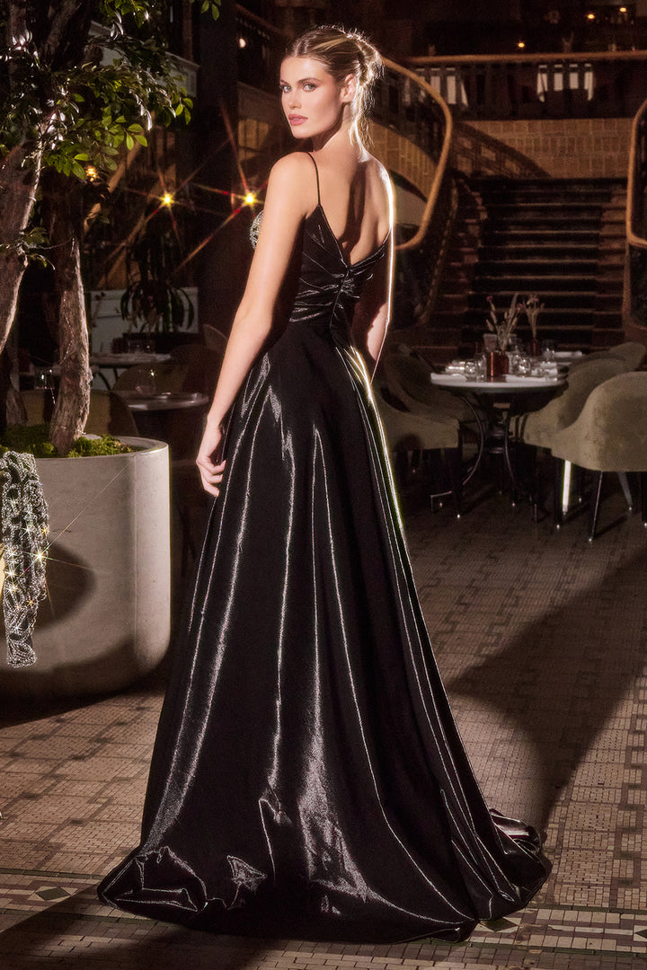 Fitted Sleeveless Jacket Slit Gown by Ladivine J882