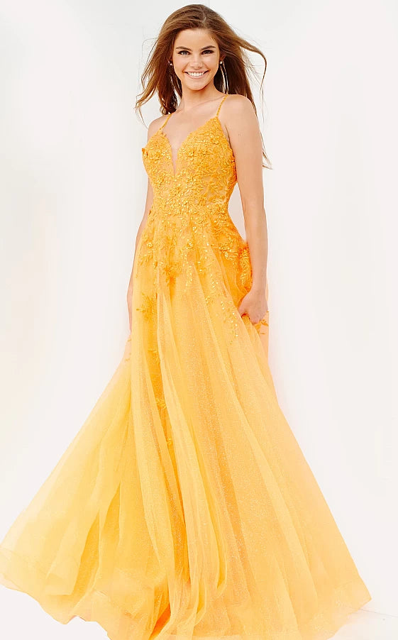 Applique Sleeveless A-line Gown by Jovani 02266