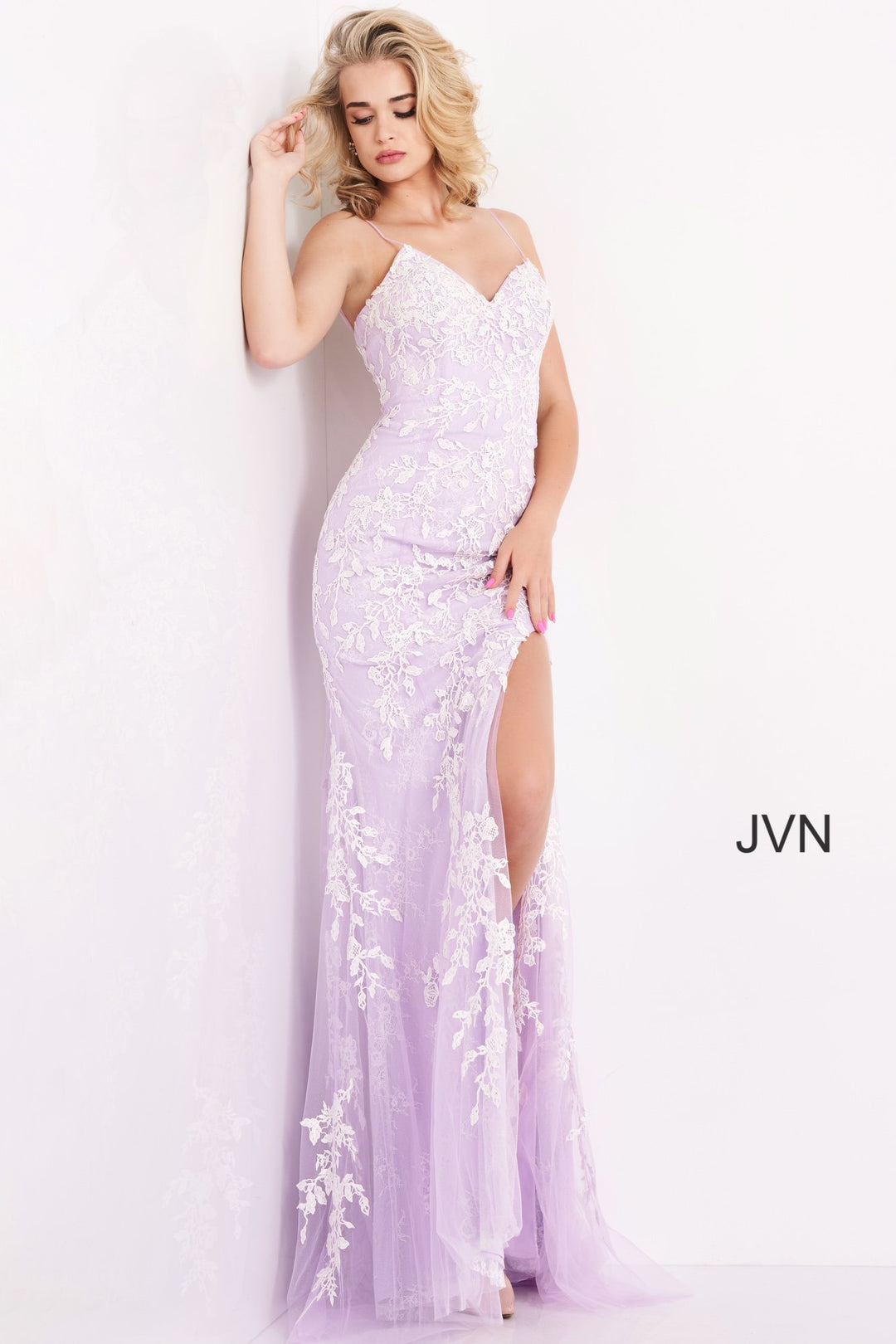 Lace Fitted Sleeveless Slit Gown by Jovani 06660