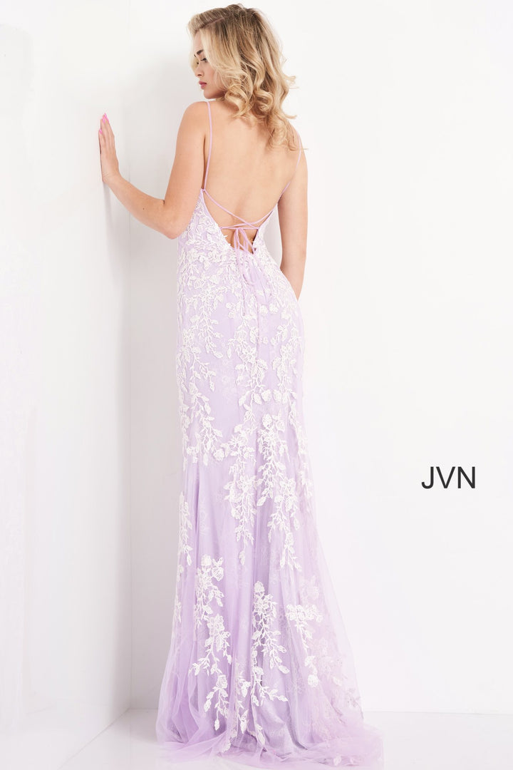 Lace Fitted Sleeveless Slit Gown by Jovani 06660