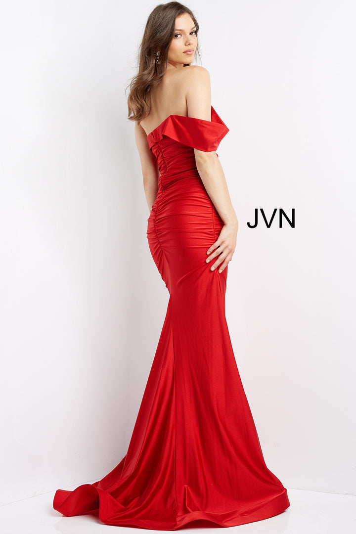 Jersey Fitted Off Shoulder Gown by Jovani 07640