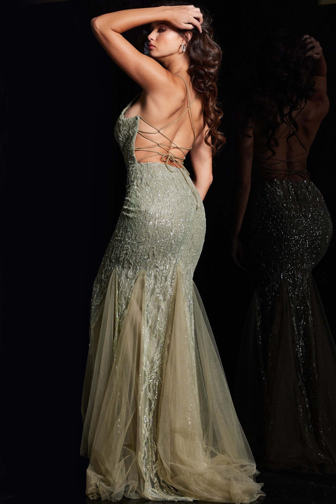 Sequin Tulle Fitted Sleeveless Gown by Jovani 39292