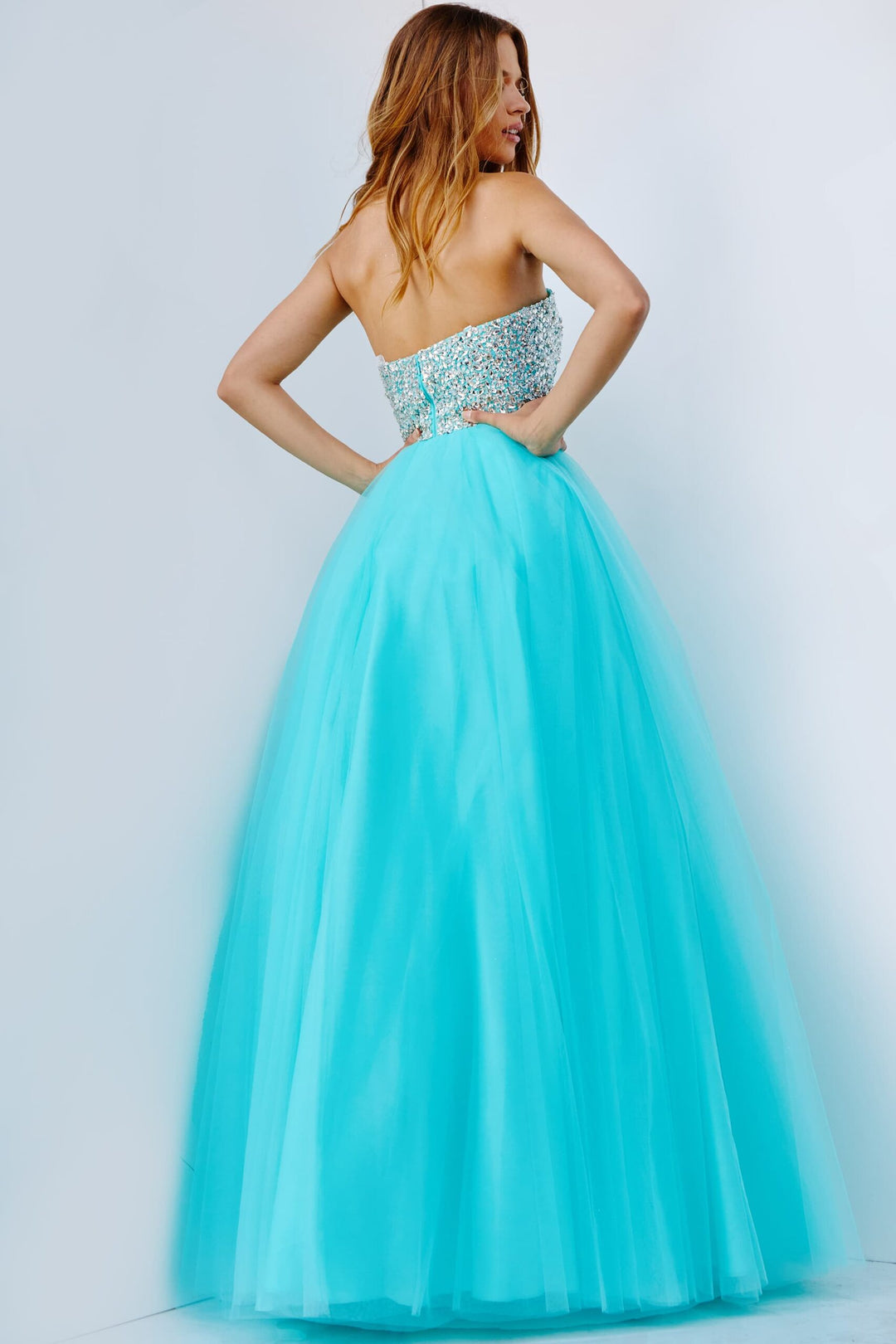 Beaded Strapless A-line Gown by Jovani 52131