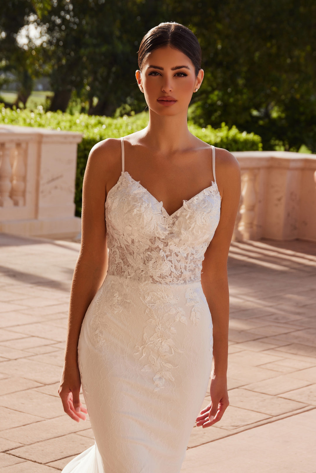 Applique Fitted V-Neck Bridal Gown by Nox Anabel JW239