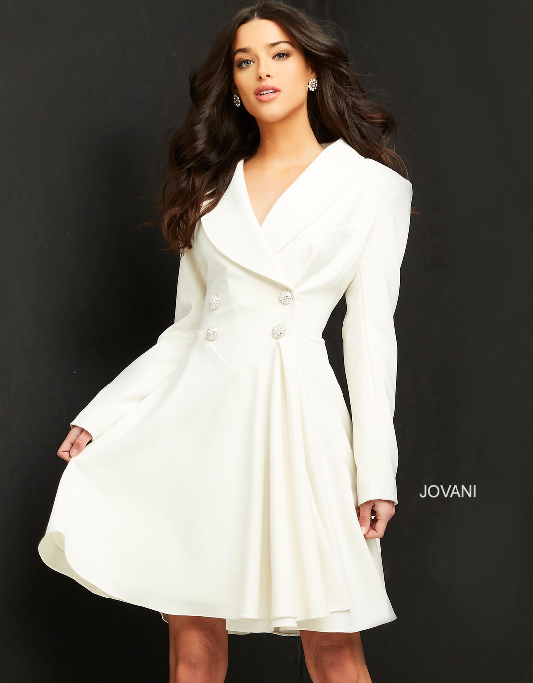 Long Sleeve Blazer Cocktail Dress by Jovani M04302