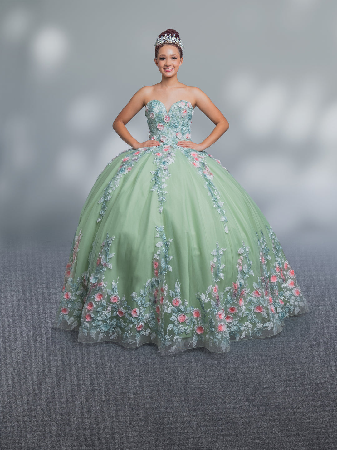 Applique Strapless Cape Ball Gown by Calla SCL30004