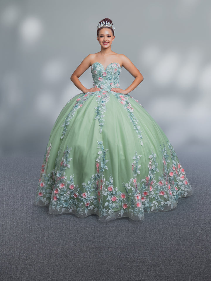 Applique Strapless Cape Ball Gown by Calla SCL30004