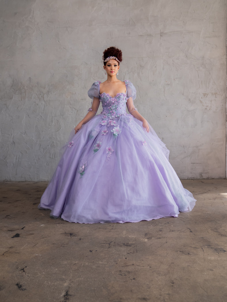 Strapless Puff Sleeve Ball Gown by Calla SCL30009