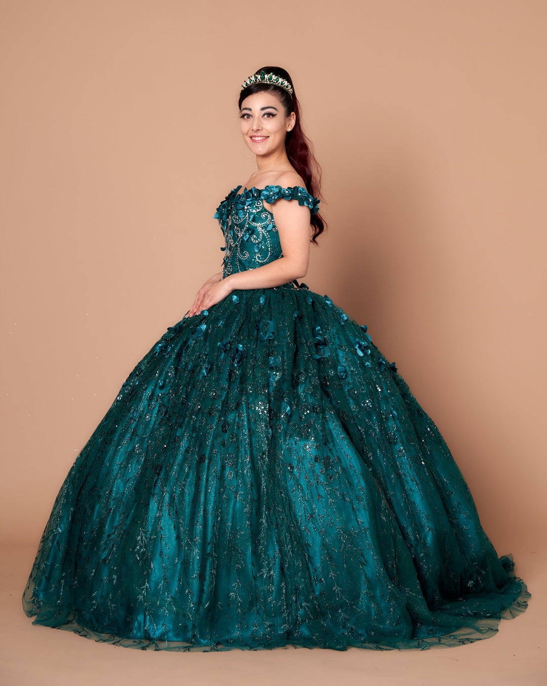 3D Floral Off Shoulder Ball Gown by Calla WB21550