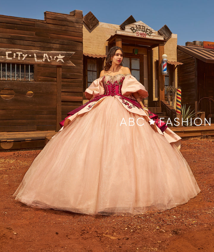 Puff Sleeve Charro Quinceanera Dress by Ragazza MV52-152