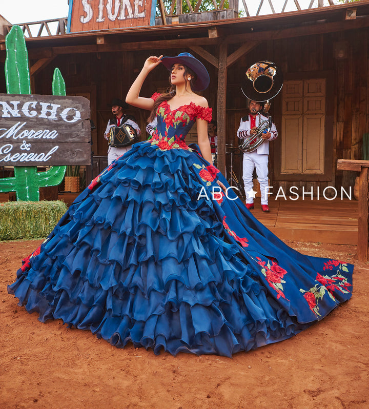 Floral Charro Quinceanera Dress by Ragazza MV54-154