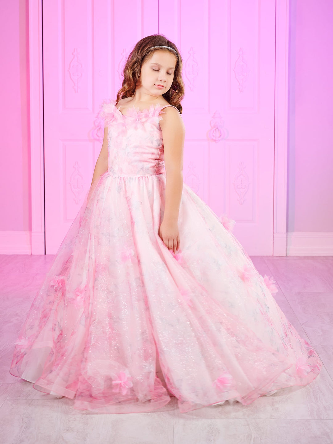 Girls Floral Print Gown by Mini Quince 80010MQ