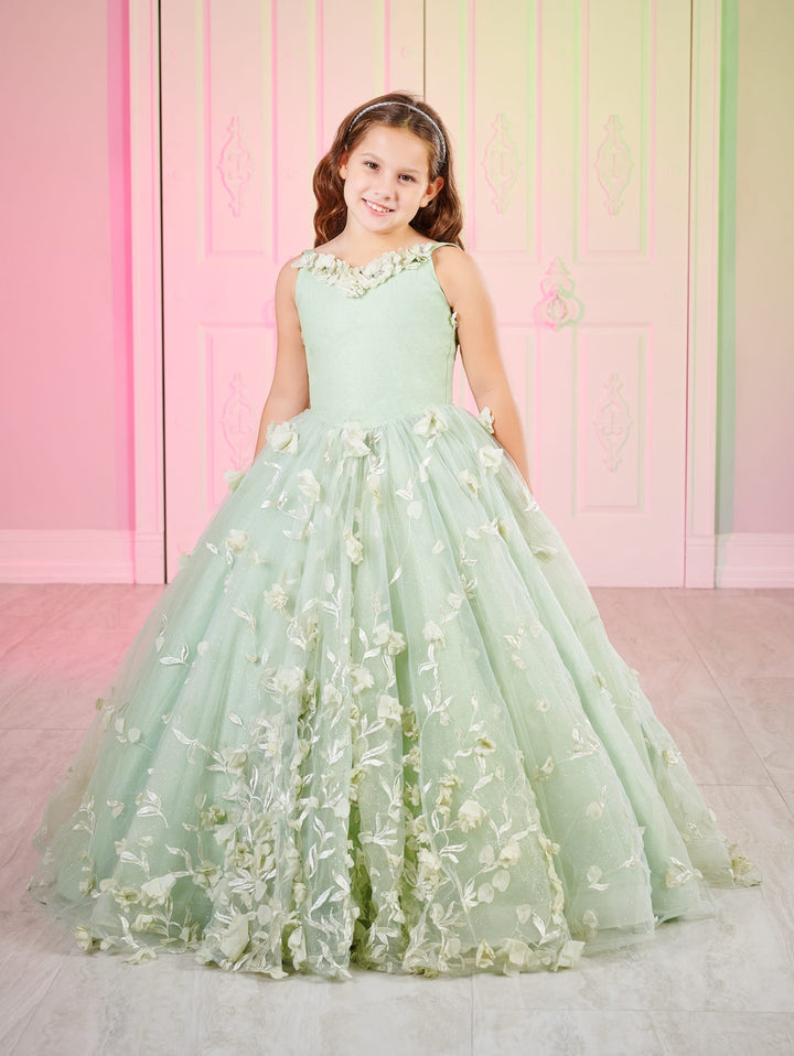 Girls 3D Floral Sweetheart Gown by Mini Quince 80012MQ