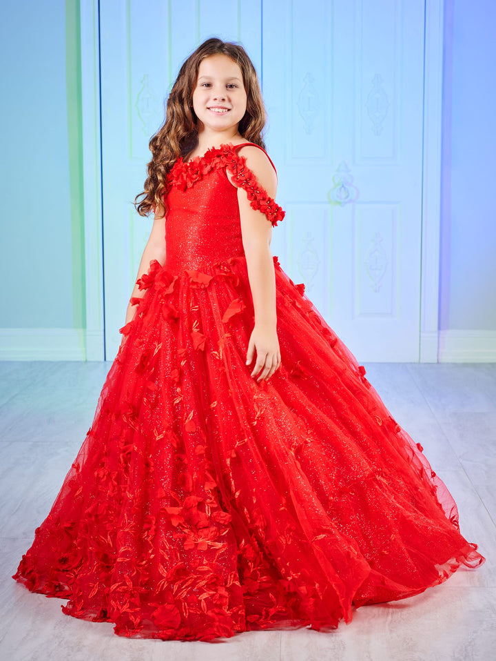 Girls 3D Floral Sweetheart Gown by Mini Quince 80012MQ