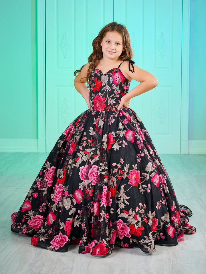 Girls Floral Print Gown by Mini Quince 80013MQ