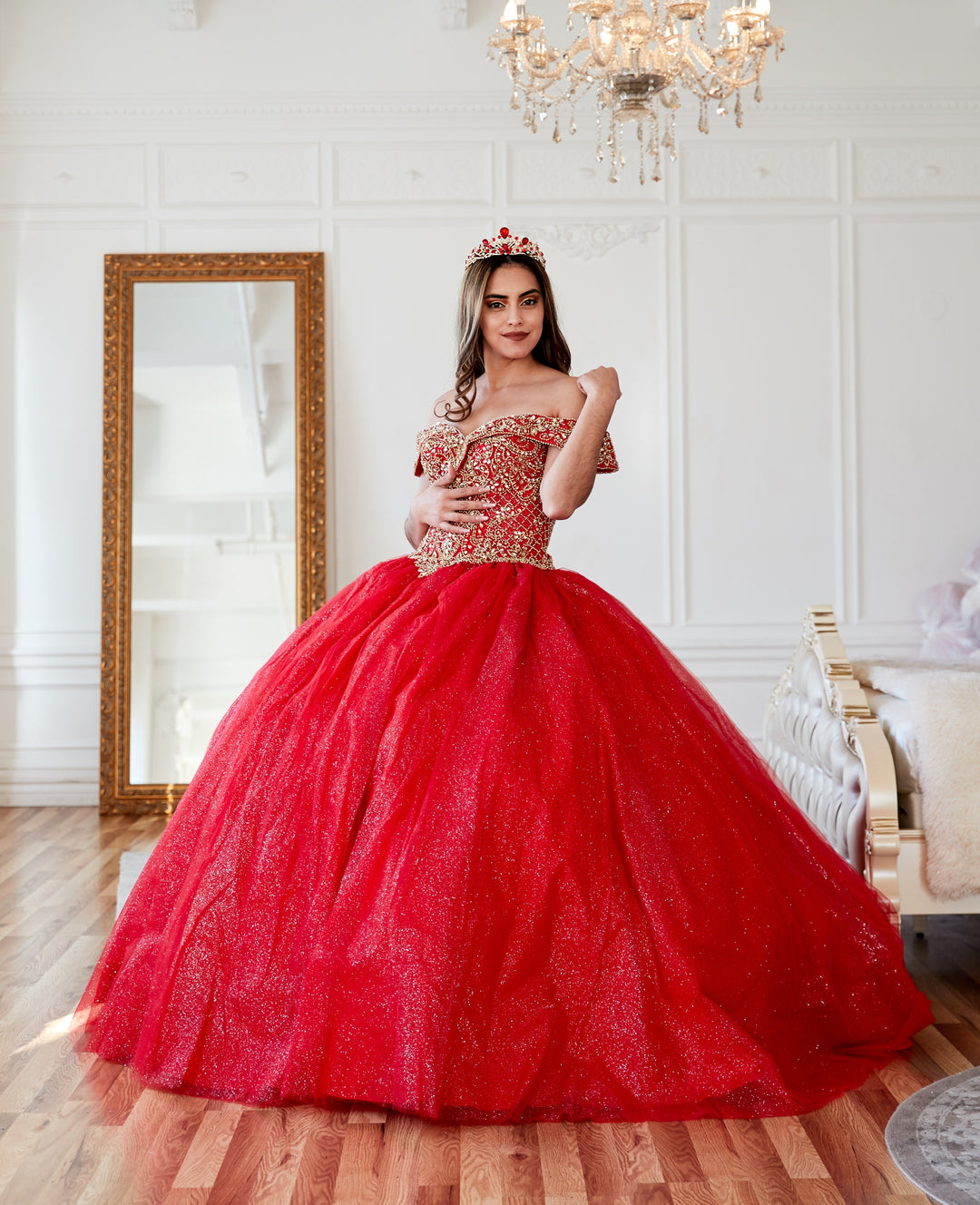 Beaded Off Shoulder Ball Gown by Calla KY71246