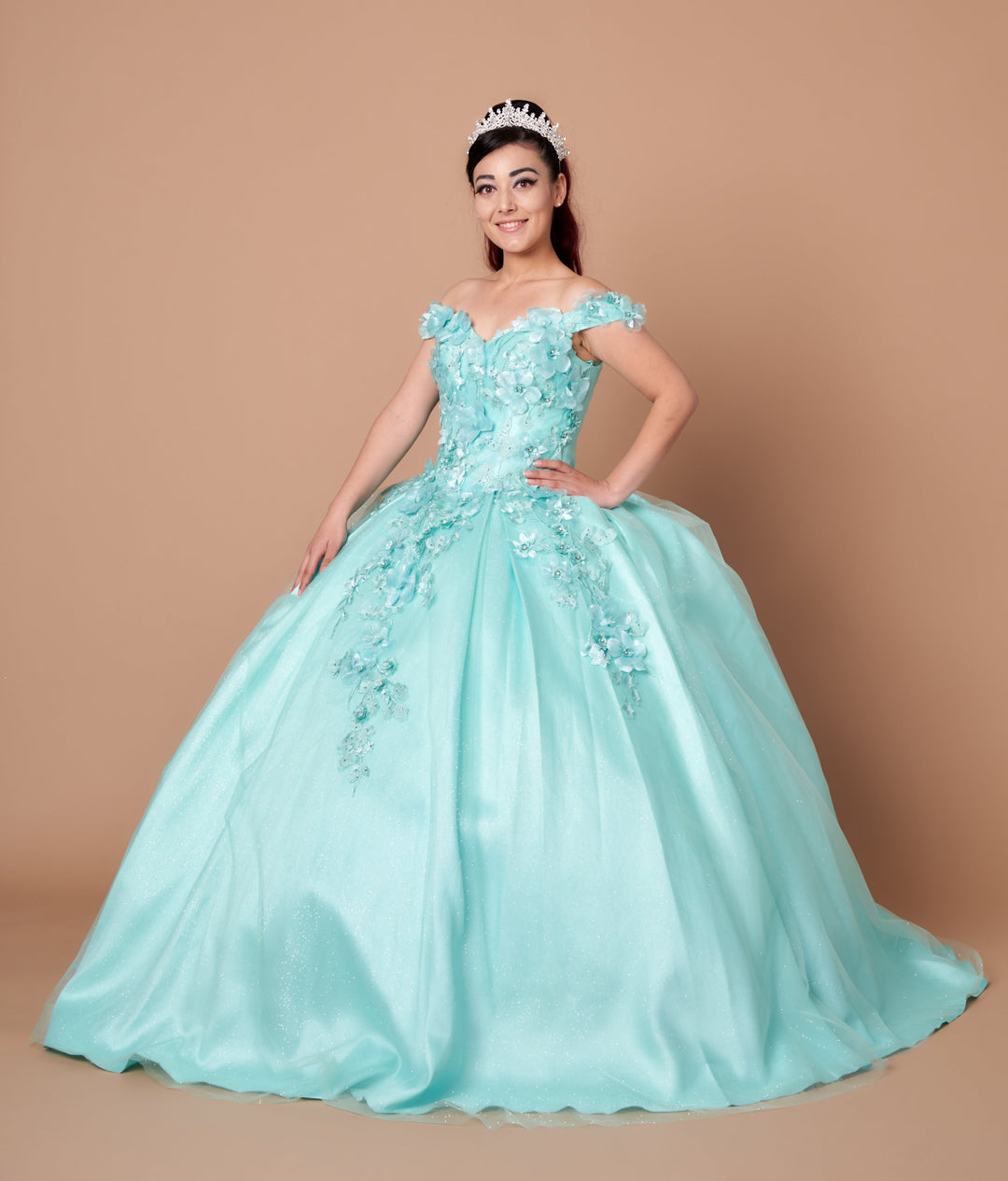 3D Floral Off Shoulder Ball Gown by Calla WB21551