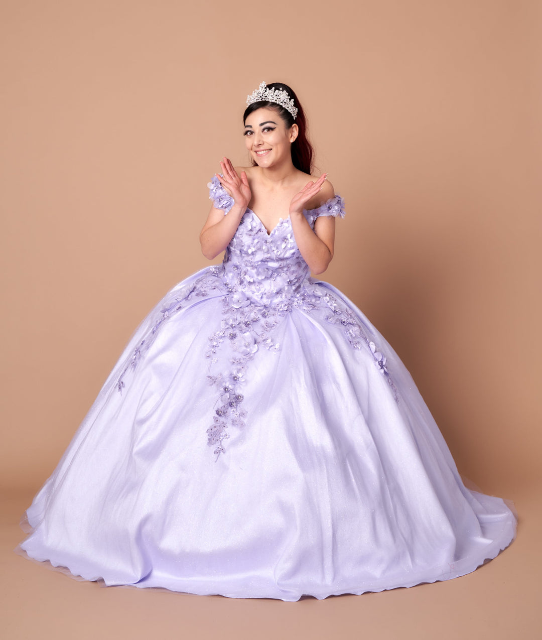 3D Floral Off Shoulder Ball Gown by Calla WB21551