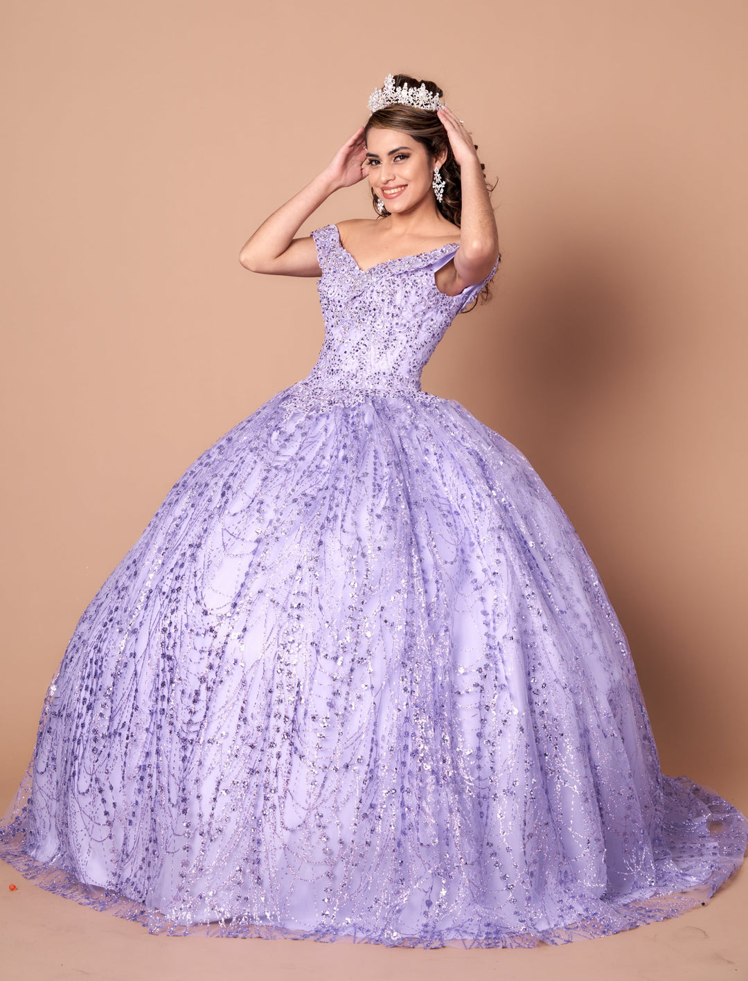 Applique Off Shoulder Cape Ball Gown by Calla SCL30003