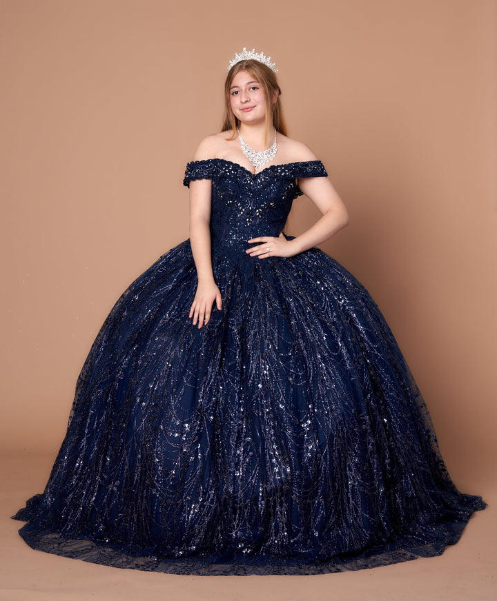 Applique Off Shoulder Cape Ball Gown by Calla SCL30003