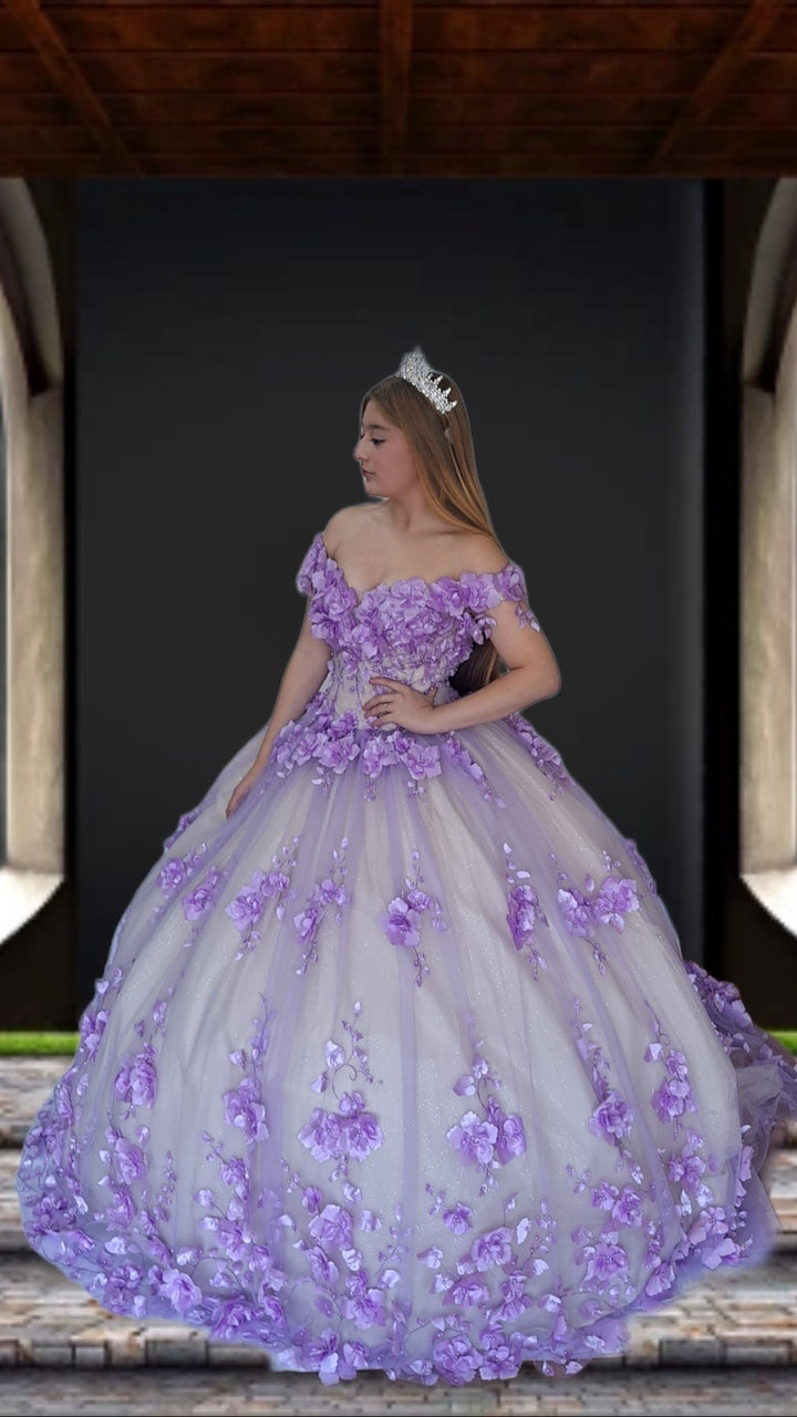 3D Floral Off Shoulder Ball Gown by Calla SCL30005