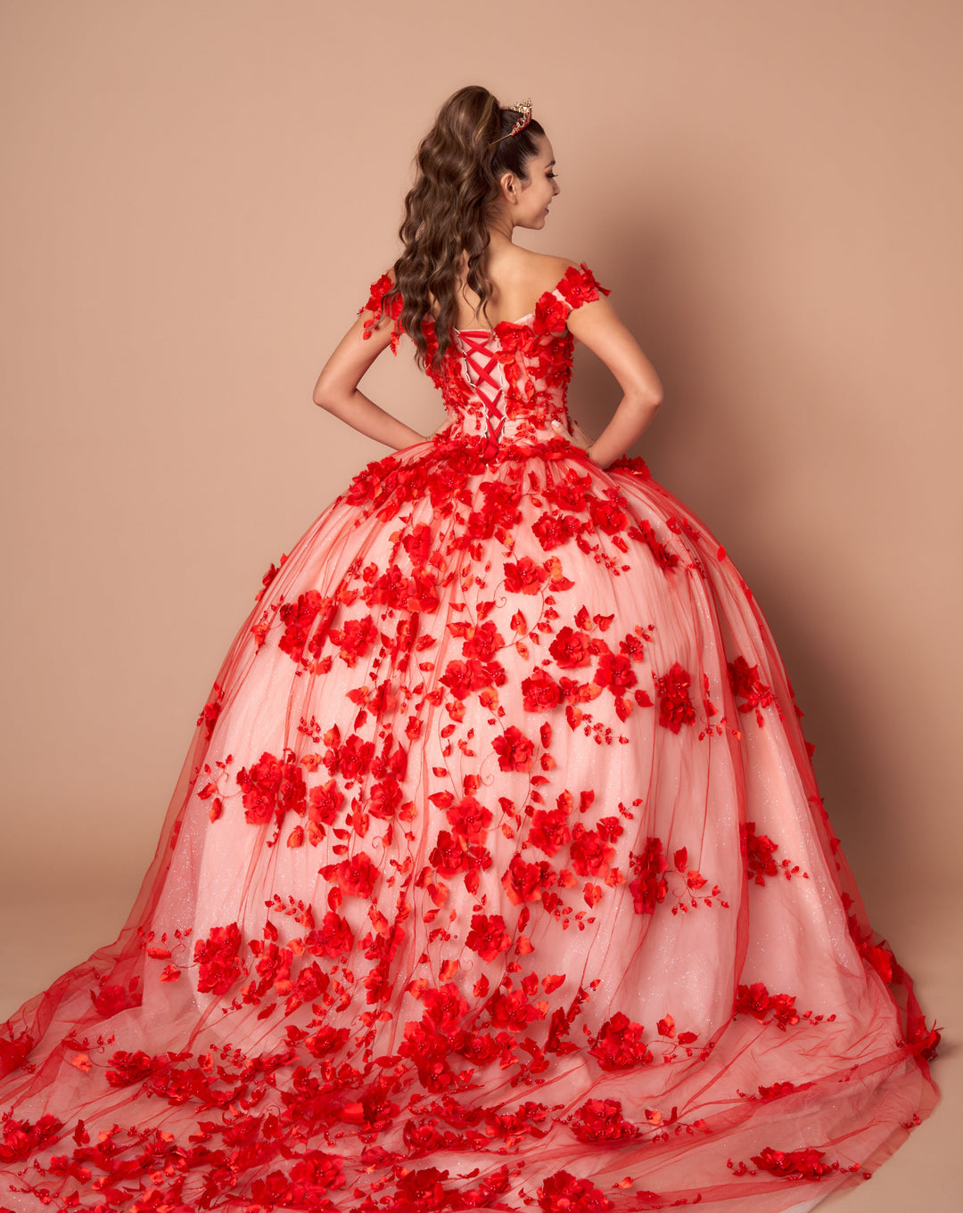 3D Floral Off Shoulder Ball Gown by Calla SCL30005