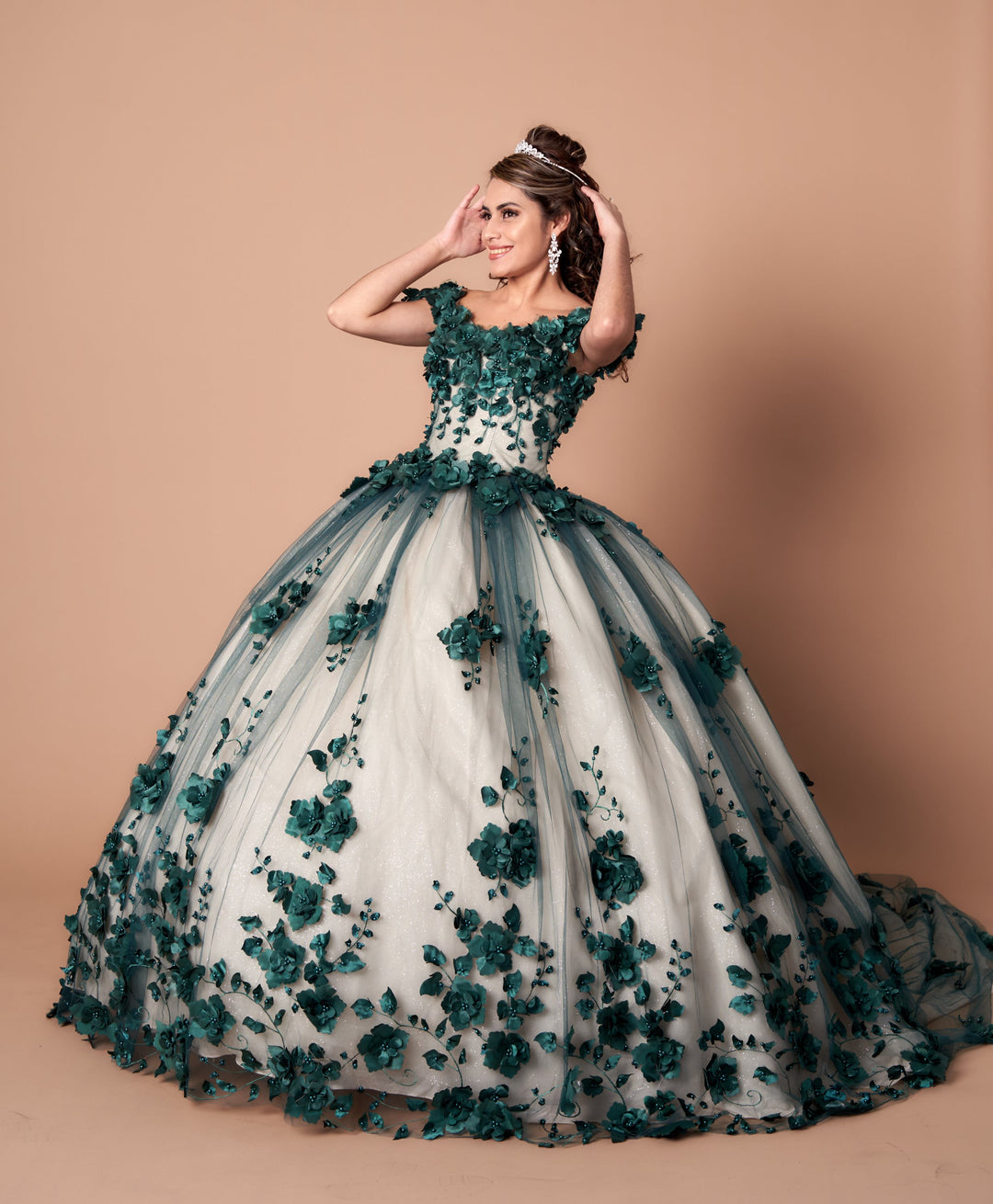 3D Floral Off Shoulder Ball Gown by Calla SCL30005