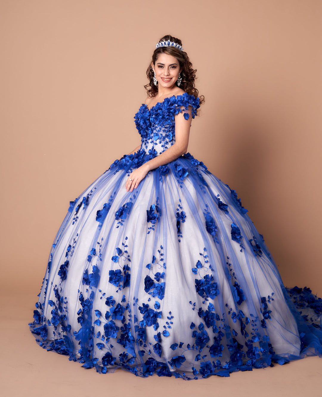 3D Floral Off Shoulder Ball Gown by Calla SCL30005