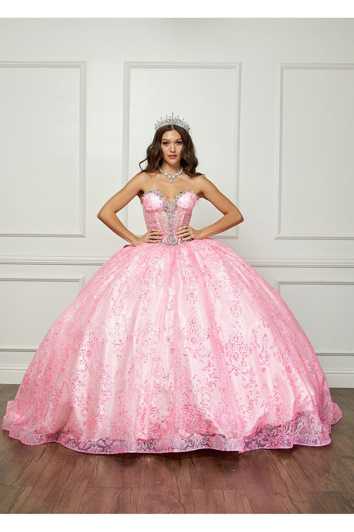 Strapless Sheer Corset Ball Gown by Petite Adele PQ1058