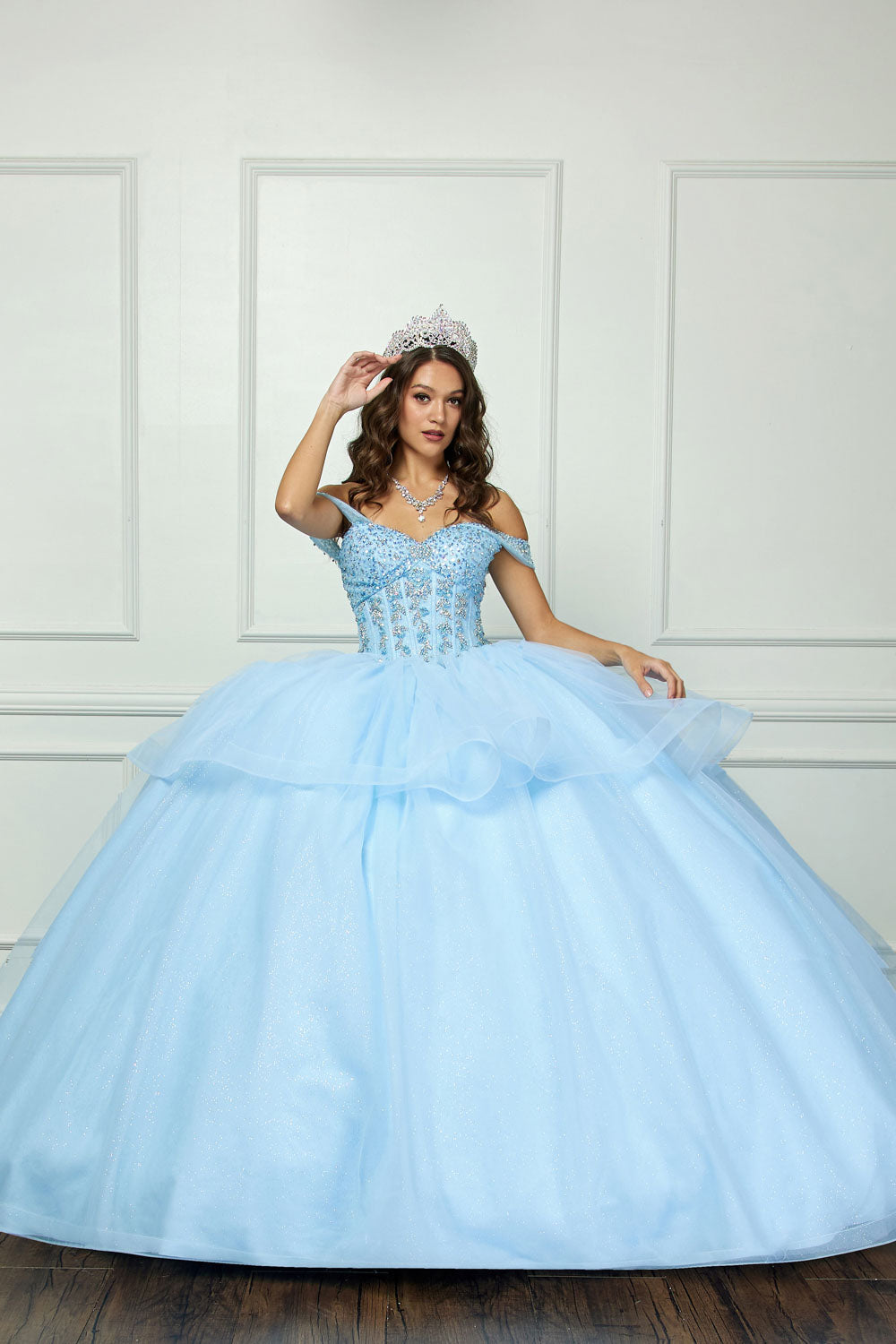 Off Shoulder Bow Ball Gown by Petite Adele PQ1063