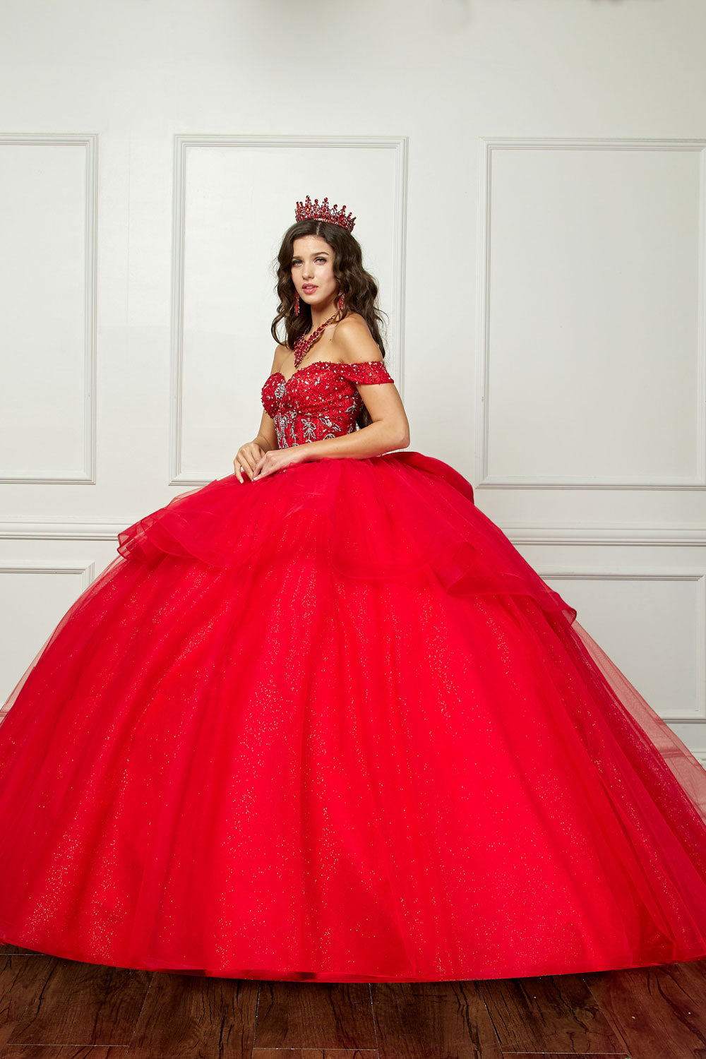 Off Shoulder Bow Ball Gown by Petite Adele PQ1063